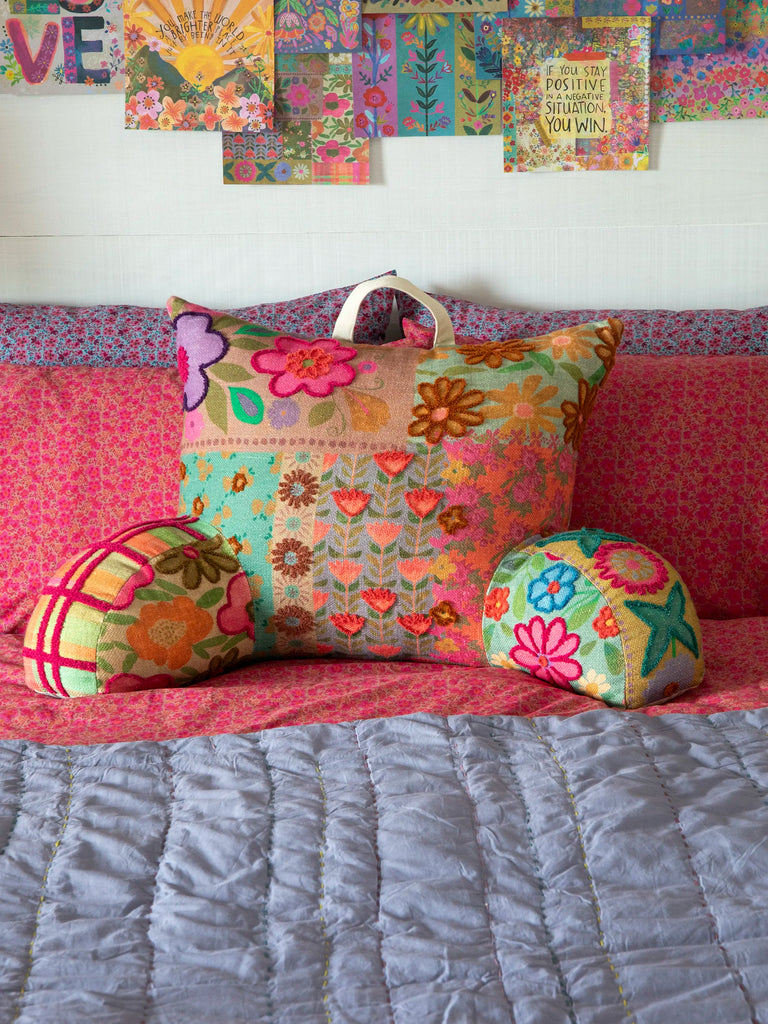 Tufted Backrest Pillow - Floral Patchwork-view 1