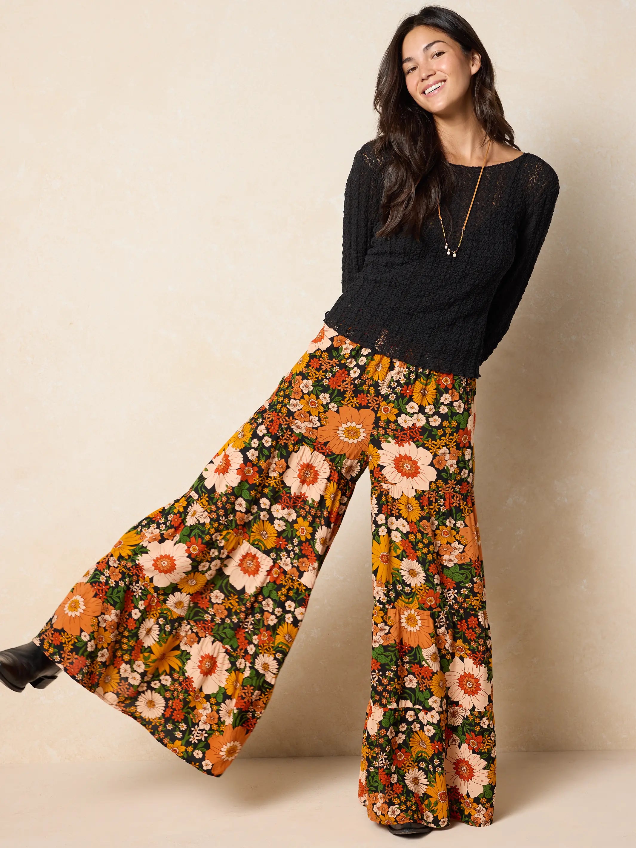 Patti Palazzo Pant - Orange Floral Cotton – Natural Life