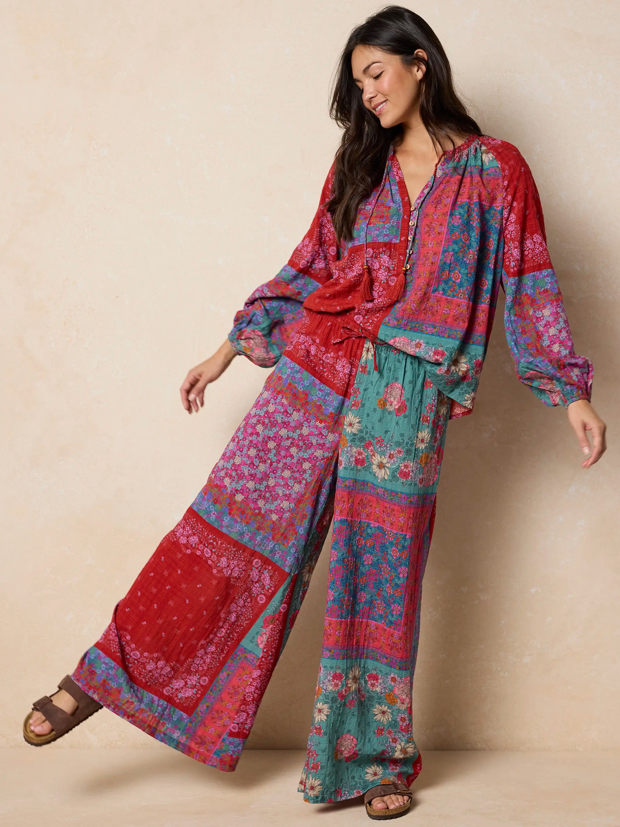 Go With The Flow Wide Leg Pants - Jewel Positano Scarf – Natural Life
