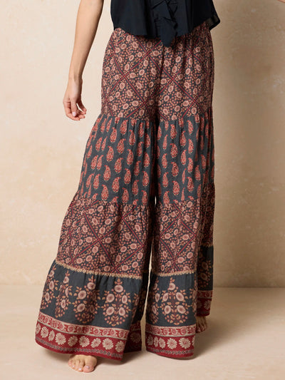 Patti Palazzo Pant - Wildflower Medallion Border-view 2