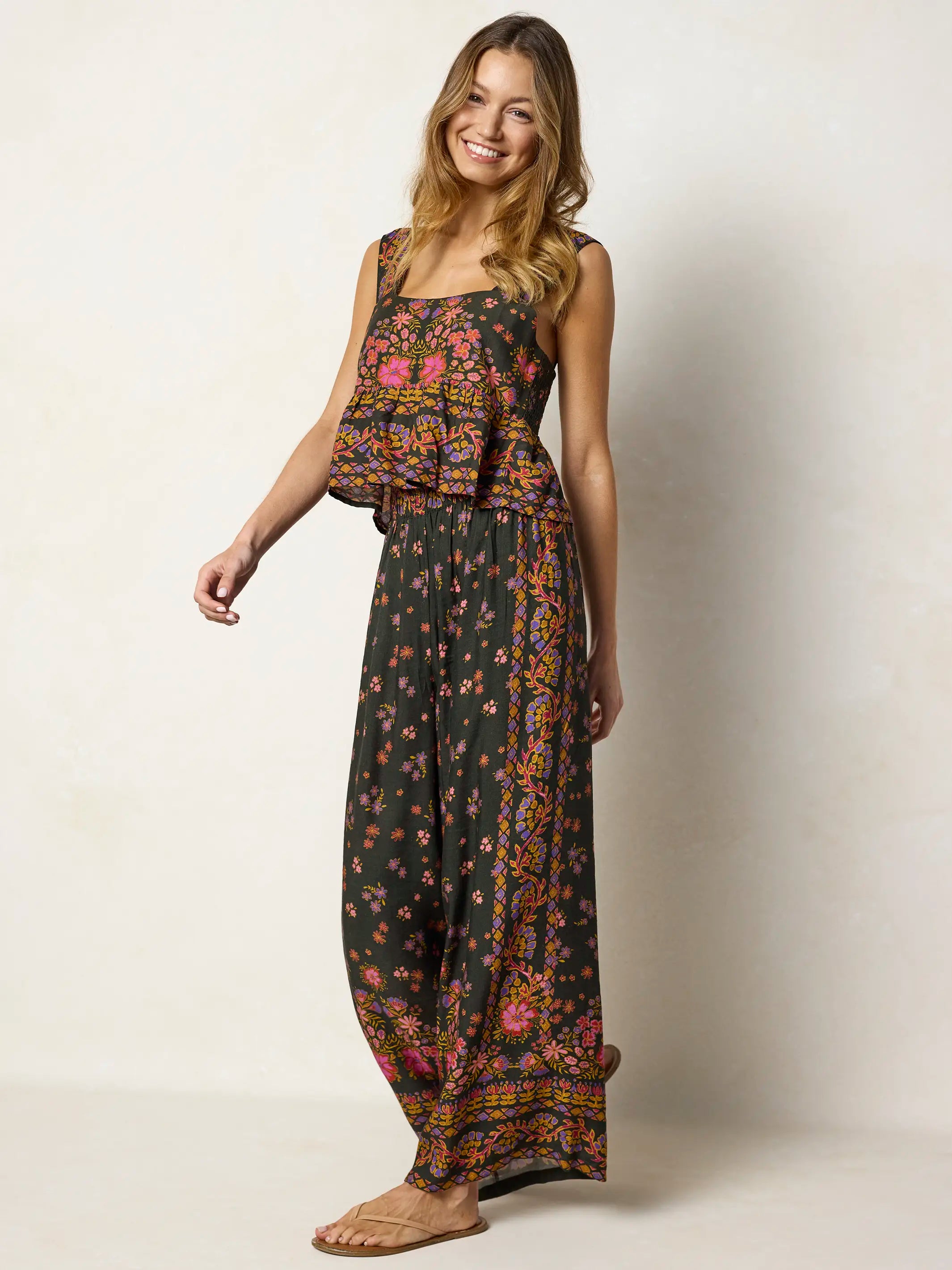 brown bandana patti dress Rose Garden Tied Shoulder Maxi Dress Brown