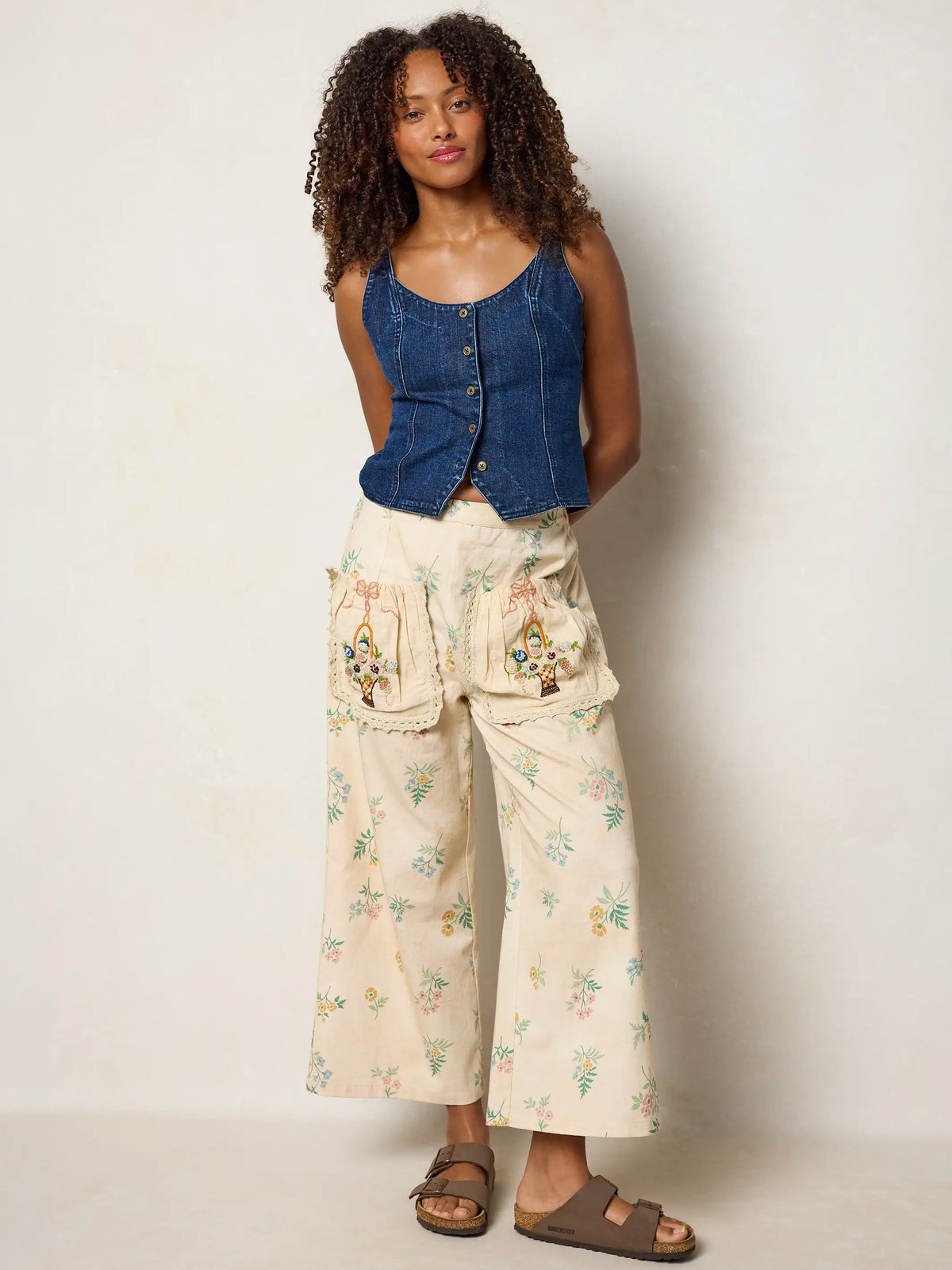 Brimfield Embroidered Cotton Pants - Cream Posies – Natural Life