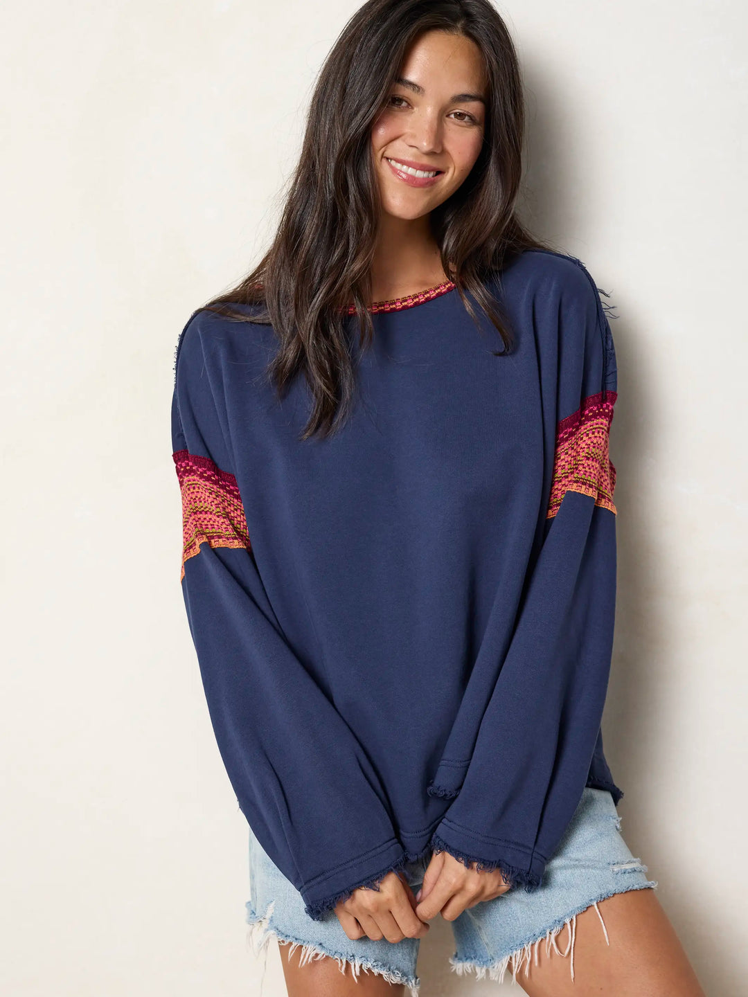 Knit Trim Sweatshirt - Navy – Natural Life