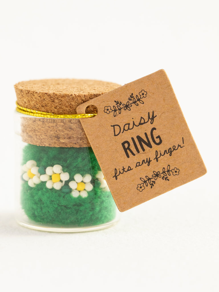 Beaded Daisy Ring|Cream-view 1