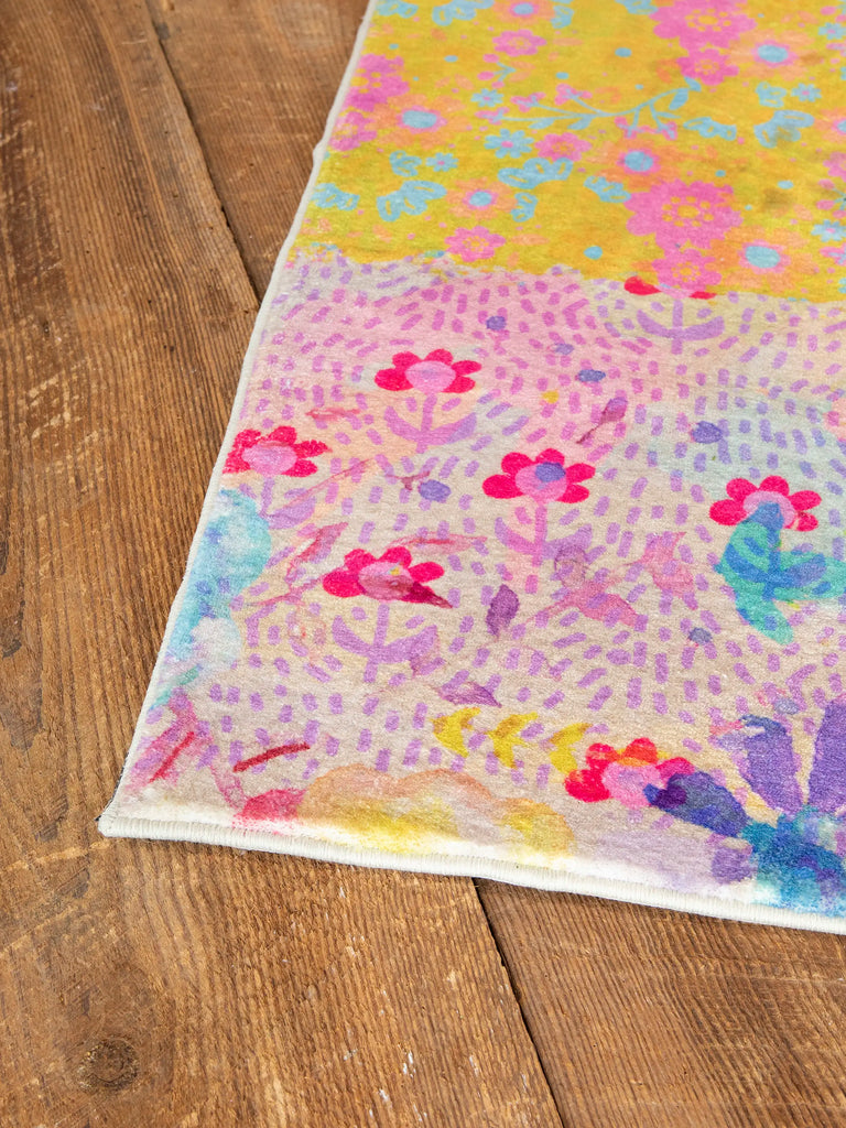 Chenille Rug, 5' x 7' - Pink Watercolor Patchwork-view 3