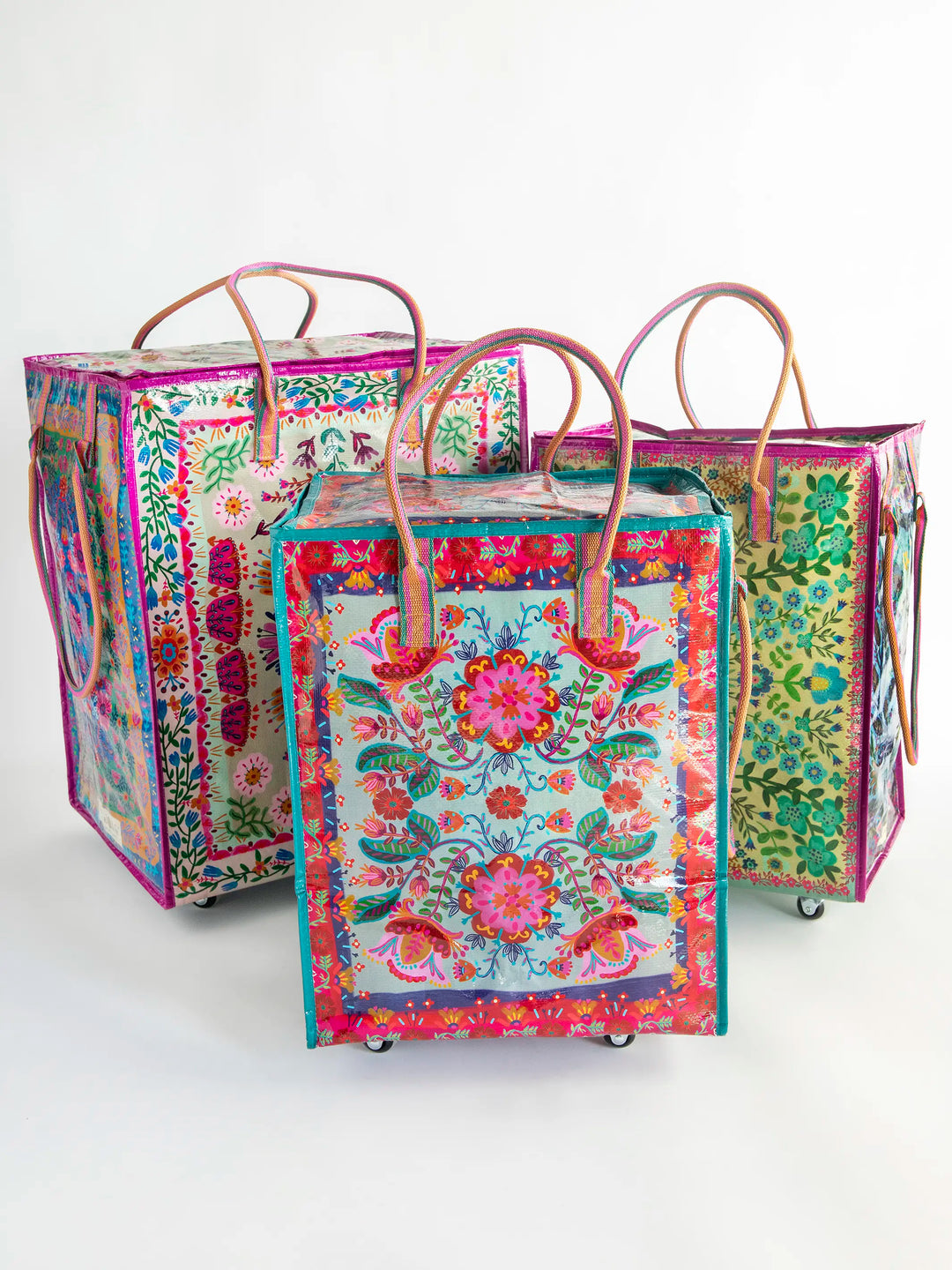 Rolling Tote Bag - Taupe Mandala