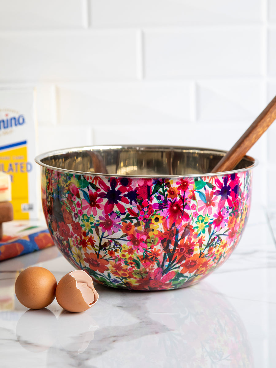 Stainless Steel Bowl - Large Watercolor Floral