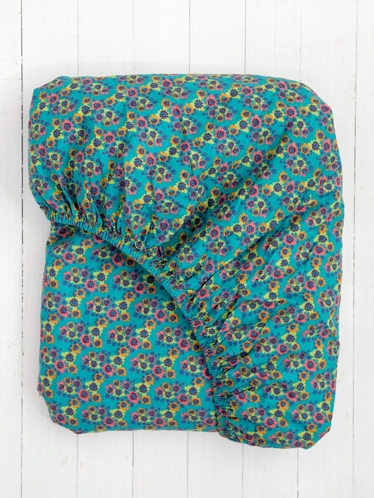 Mix & Match Soft Cotton Fitted Sheet - Turquoise Halle-view 1