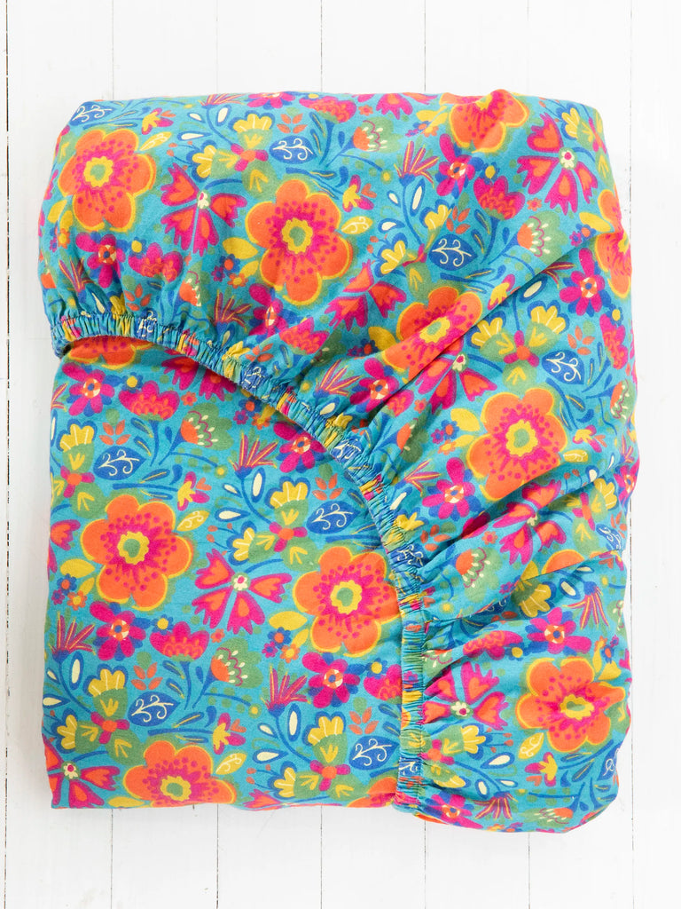 Mix & Match Soft Cotton Fitted Sheet - Teal Frida-view 1