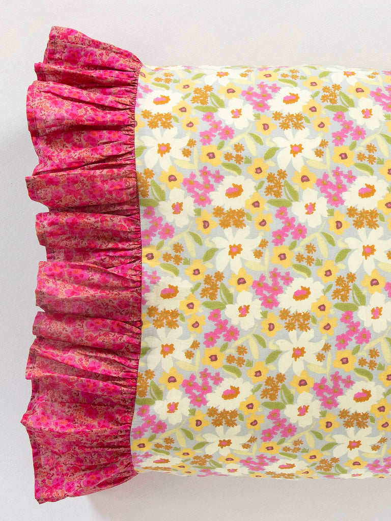 Mix & Match Soft Cotton Pillowcase, Single - Sage Anna Pink Marlow Ruffle-view 4