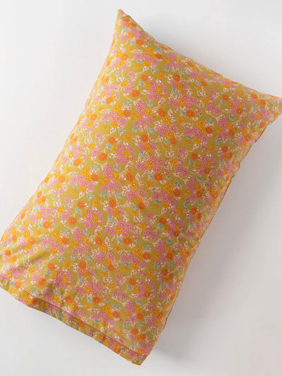 Mix & Match Sooo Soft Cotton Pillowcase, Single - Olive Daisy Toss-view 1