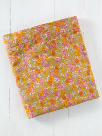 Mix & Match Cotton Flat Sheet - Olive Daisy Toss-view 1