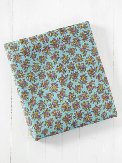 Mix & Match Cotton Flat Sheet - Turquoise Folk Floral-view 1