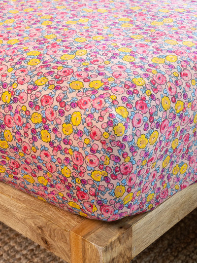 Mix & Match Cotton Fitted Sheet - Pink Retro Calico-view 1