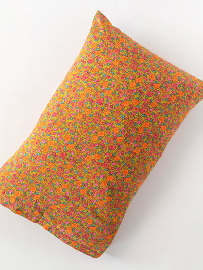 Mix & Match Cotton Pillowcase, Single - Green Retro Calico-view 1