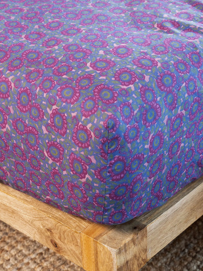 Mix & Match Cotton Fitted Sheet - Plum Dahlia-view 1