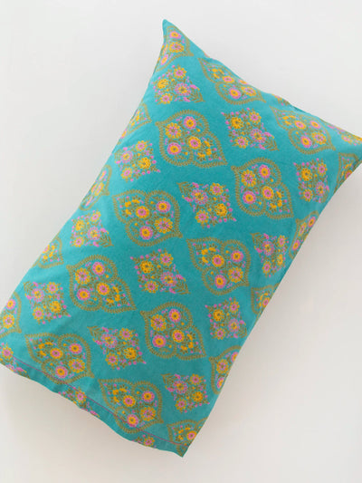 Mix & Match Cotton Pillowcase, Single - Teal Willow Medallion-view 1