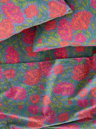 Flannel Sheet Set - Blue Lush Zinnias-view 1