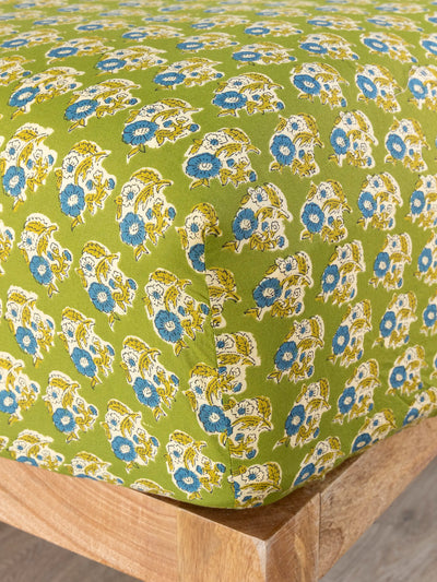 Mix & Match Cotton Fitted Sheet - Green Fields-view 1