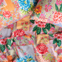 Colorful patchwork sheets with floral and geometric patterns