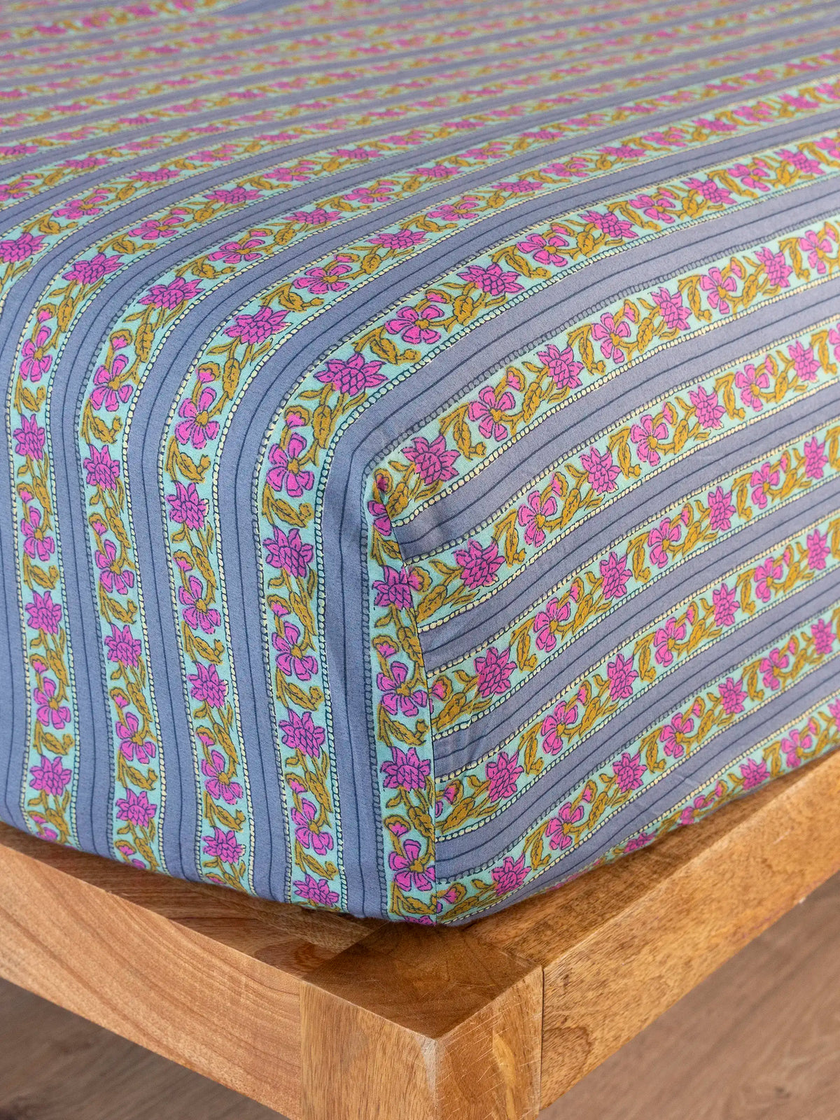 Mix & Match Cotton Fitted Sheet - Indigo Vines – Natural Life