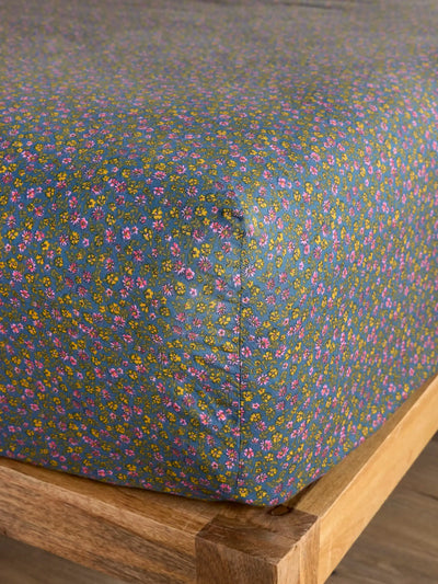 Mix & Match Cotton Fitted Sheet - Mari Ditsy Navy-view 1