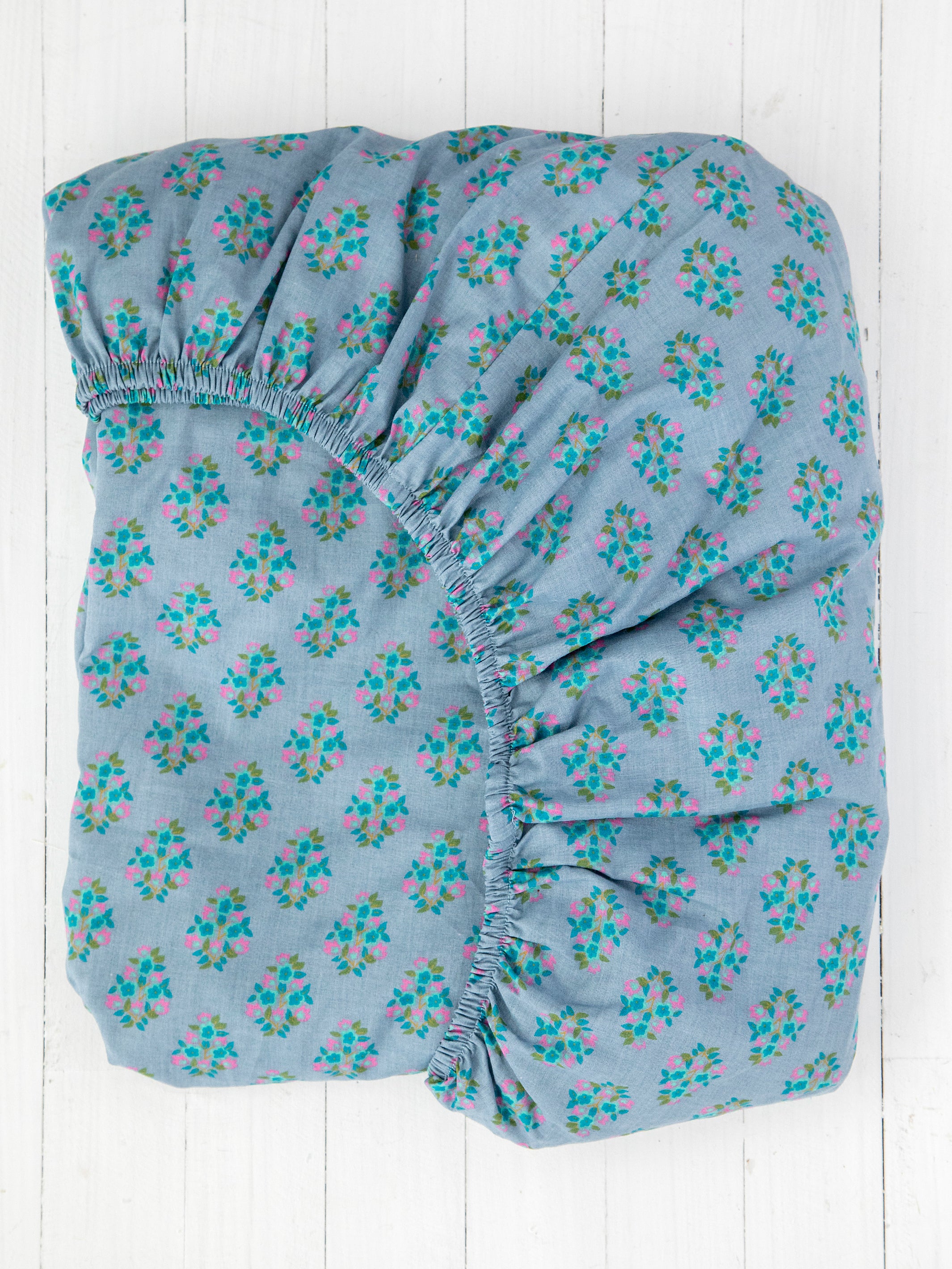 Mix & Match Soft Cotton Fitted Sheet - Blue Maia