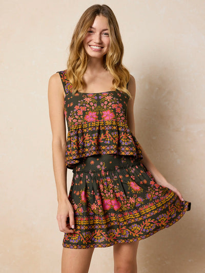 Malia Mini Skirt - Blooming Bandana Charcoal-view 1