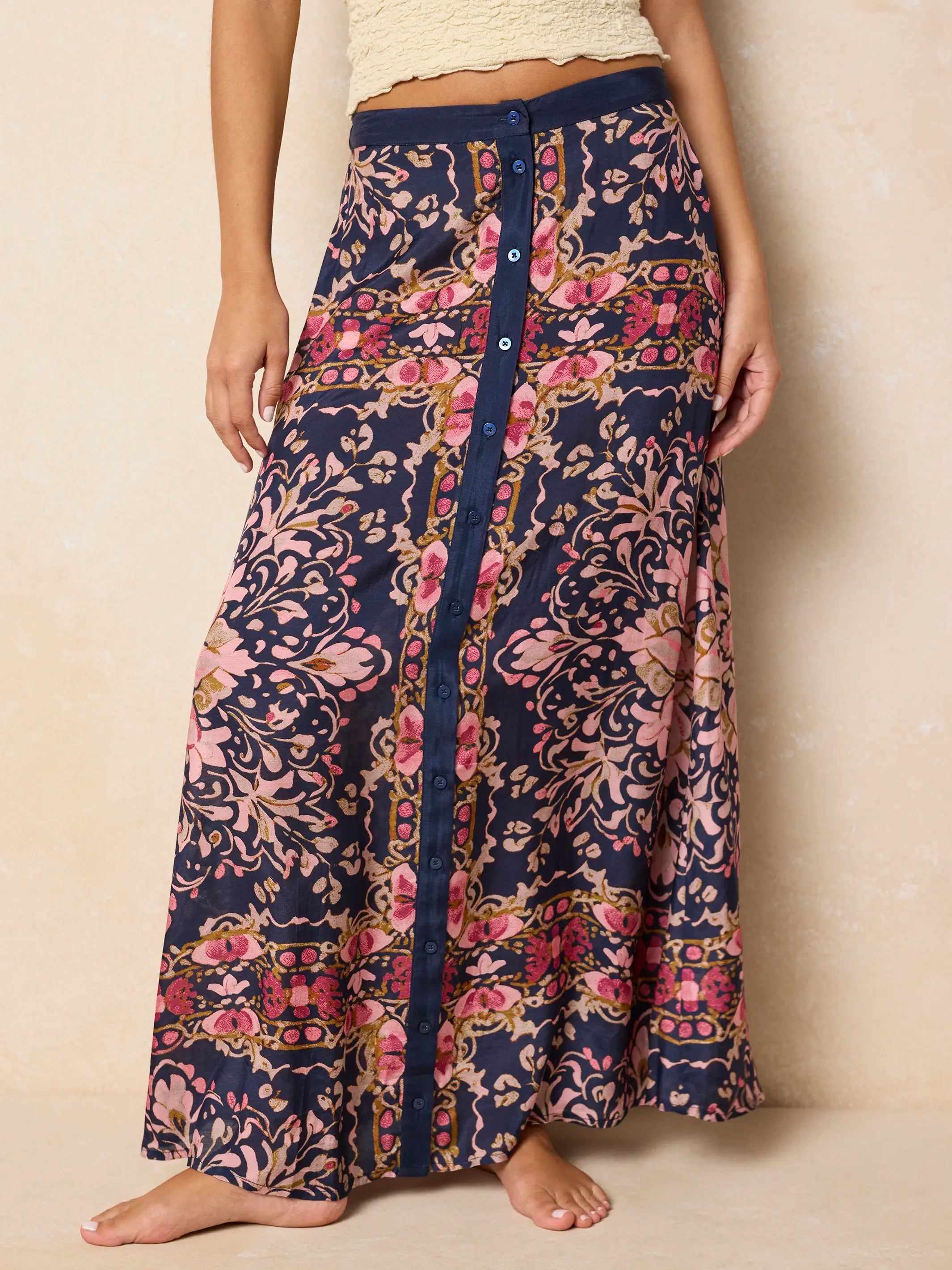 Elaina Maxi Skirt - Mandala Bandana Navy – Natural Life