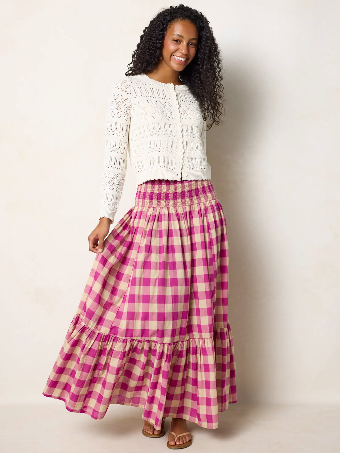 Flora Convertible Cotton Maxi Skirt - Fuchsia Gingham – Natural Life