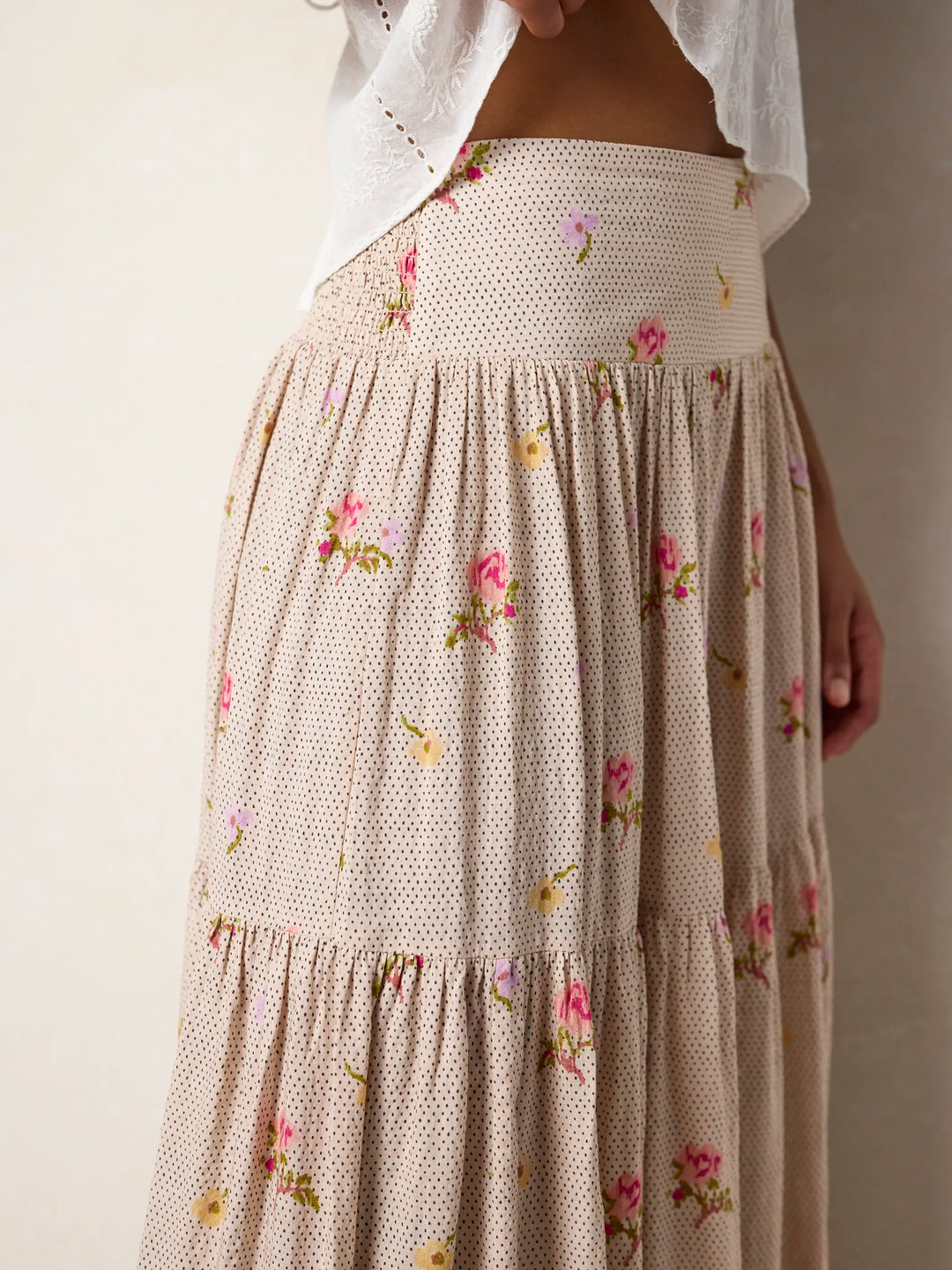 Hanna Convertible Maxi Skirt - Pin Dot Prairie Cream – Natural Life