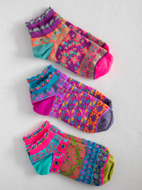 Cozy Ankle Socks, Set of 2 - Mustard Floral-view 1