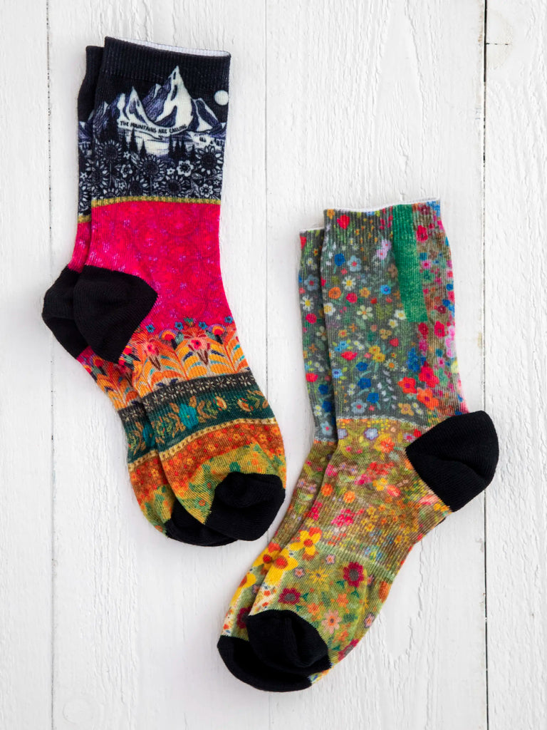 Printed Weekend Sock Set, Set of 2 - Mountains Are Calling-view 1