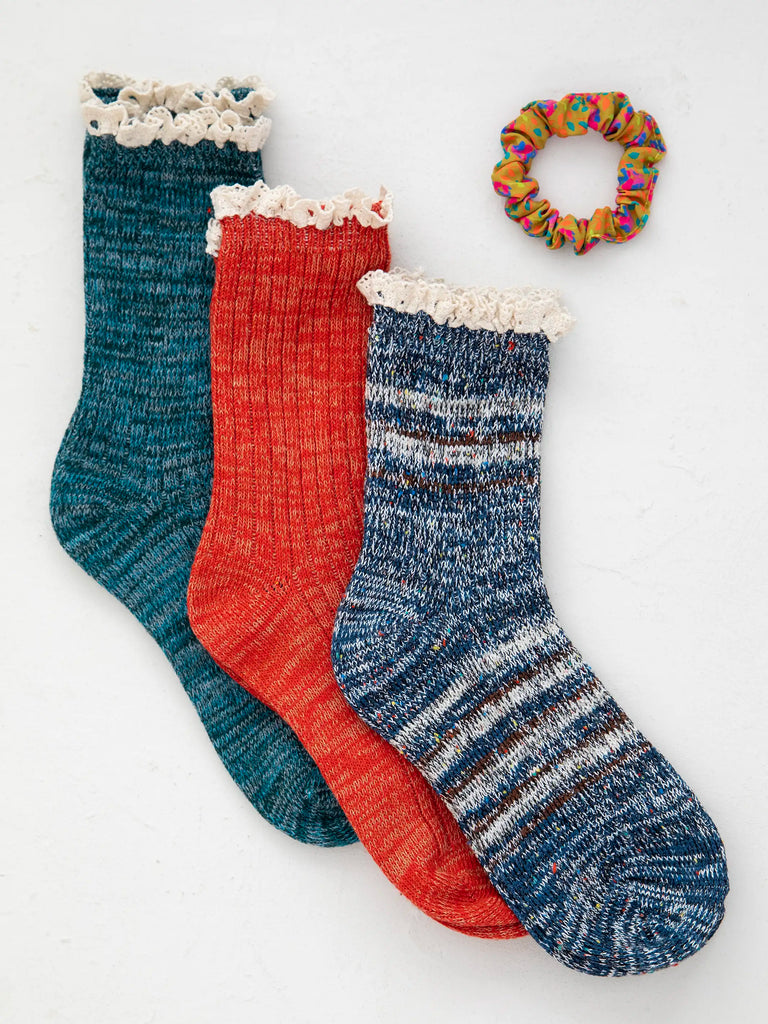Crochet Socks & Scrunchie, Set of 3 - Multi-view 2