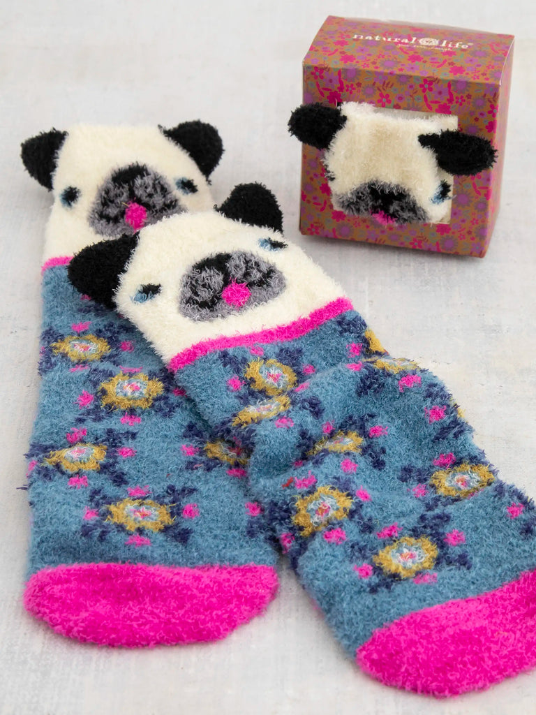 Boxed Cozy Critter Socks - Cream Dog-view 1