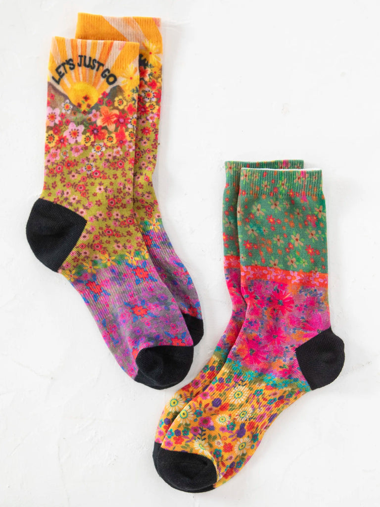 Printed Weekend Sock Set, Set of 2 - Olive Mountains-view 1