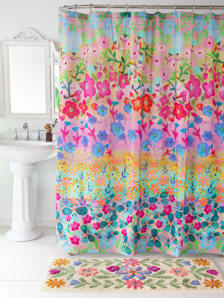 Boho Shower Curtain - Rainbow Floral-view 1