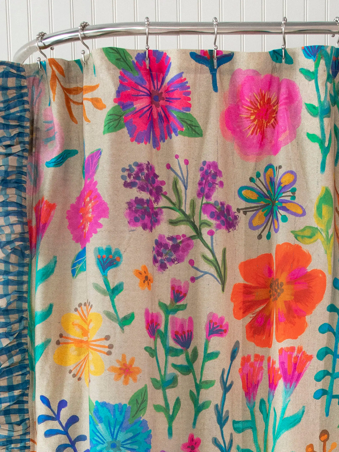 Boho Shower Curtain - Rainbow Garden Cream