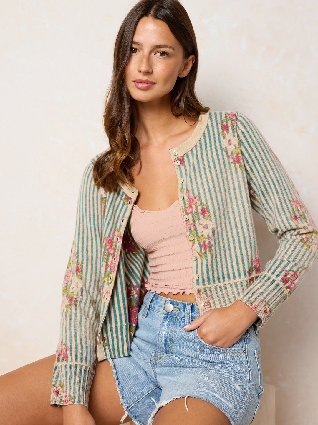 Your Everything Cardigan Sweater - Jaipur Stripe Teal