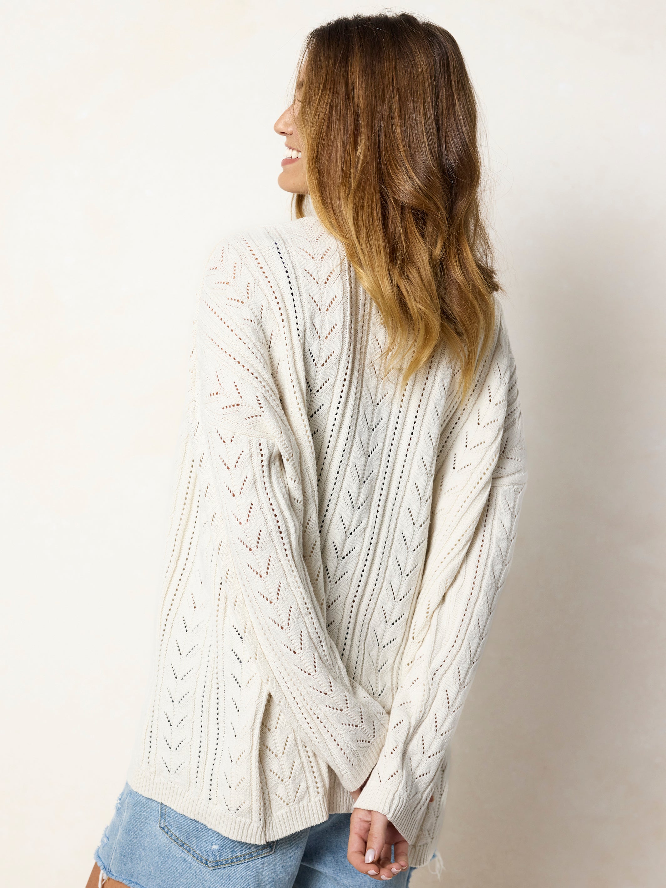 Pointelle Grandpa Cardigan - Cream – Natural Life