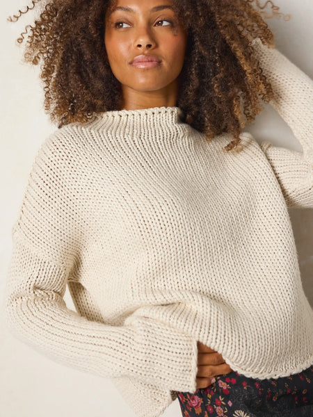 新品roughlow docking ensemble knit Ivory Chunky Knit Mockneck Sweater - Ivory – Natural Life