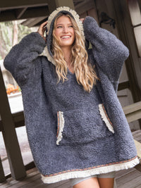 Oversized Blanket Hoodie|Charcoal-view 1