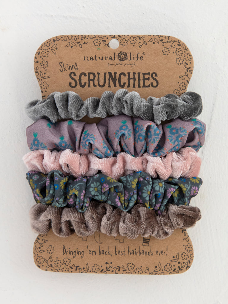 Print and Velvet Scrunchies|Grey-view 1