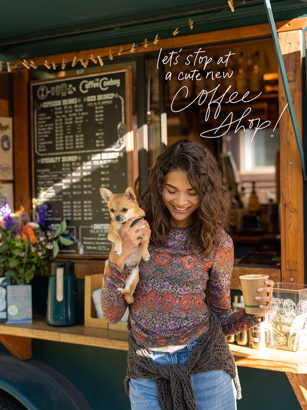 Ringer Tank Top - Charcoal Folk Flower