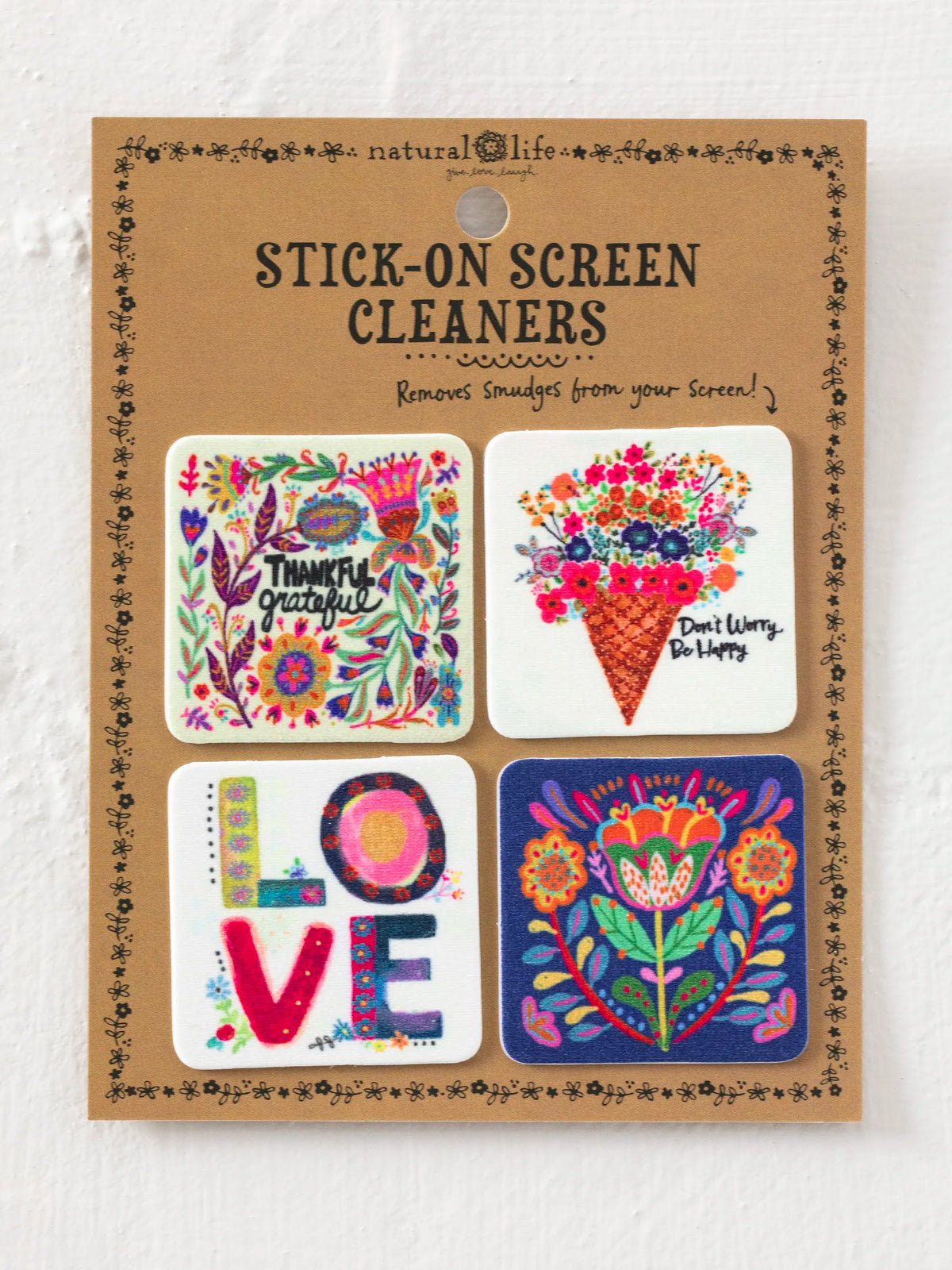 Stick-On Screen Cleaner, Set of 4 - Thankful Grateful – Natural Life