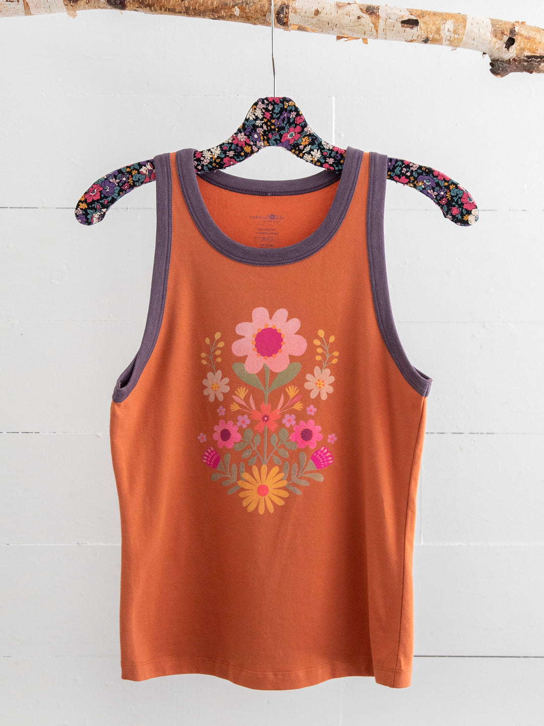 Ringer Tank Top - Rust Folk Floral-view 2