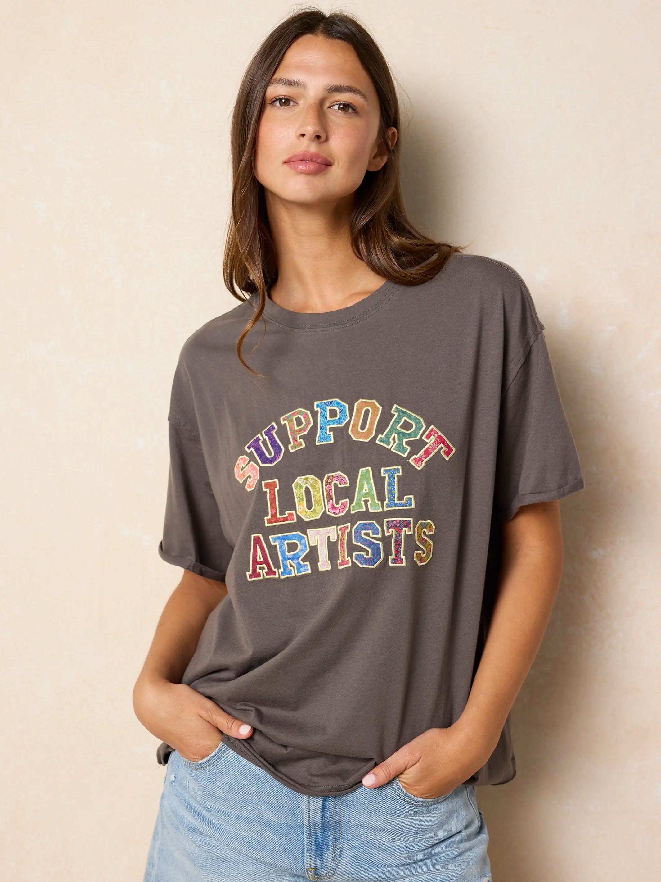 Take It In Cotton Applique Tee - Support Local Artists – Natural Life