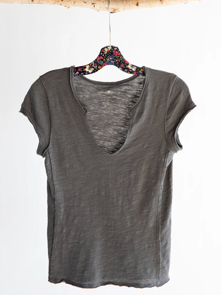 Molly Knit Tee Shirt - Charcoal-view 1