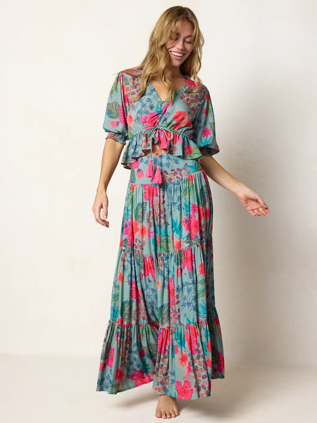 Hanna Convertible Maxi Skirt - Neon Tropical Floral – Natural Life