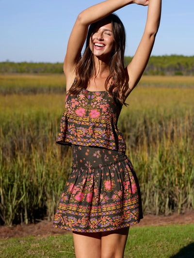 Malia Mini Skirt - Blooming Bandana Charcoal-view 2